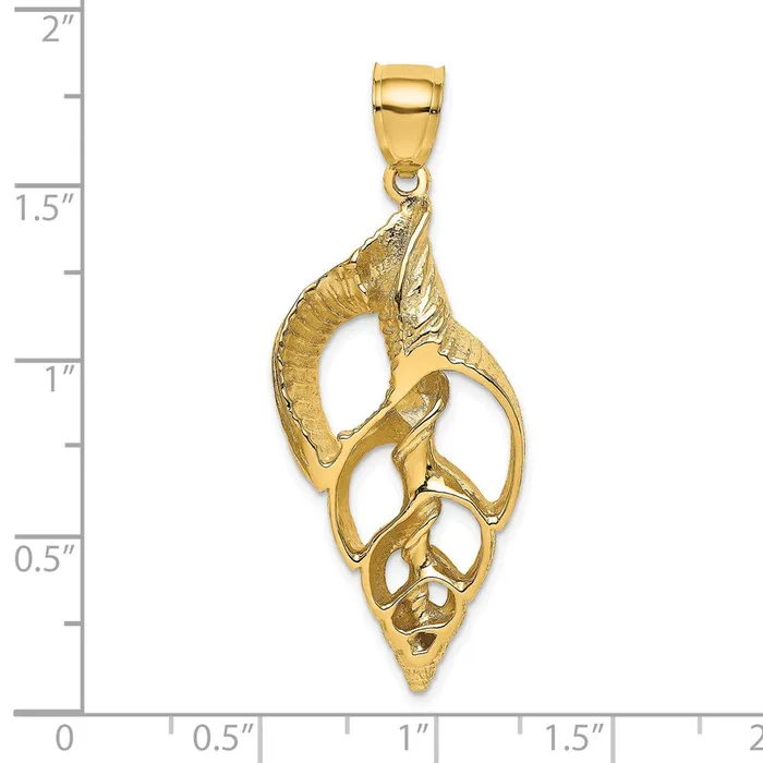 Goldia 14k Yellow Gold CutOut Conch Shell Skeleton Charm Charm Necklaces