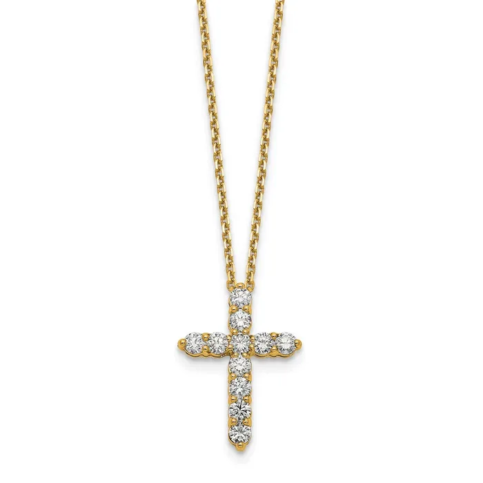 Goldia 14K Yellow Gold True Origin Lab Grown Real Diamond VSSI D E F Cross Pendant Necklace Necklaces Goldia 14K Yellow Gold True Origin Lab Grown Real Diamond VSSI D E F Cross Pendant Necklace Necklaces