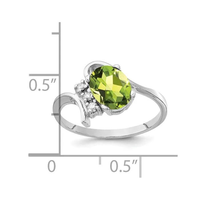 goldiaca 14k White Gold 8x6mm Oval Peridot AAA Real Diamond ring Rings