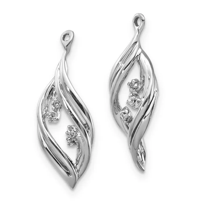 goldiaca 14K White Gold Fancy Twisted Diamond Earring Jackets Earrings