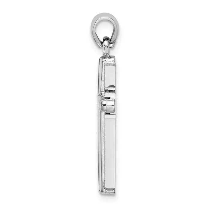 Goldia Charm Necklaces 14k White Gold 2D Beveled Stick Cross Charm