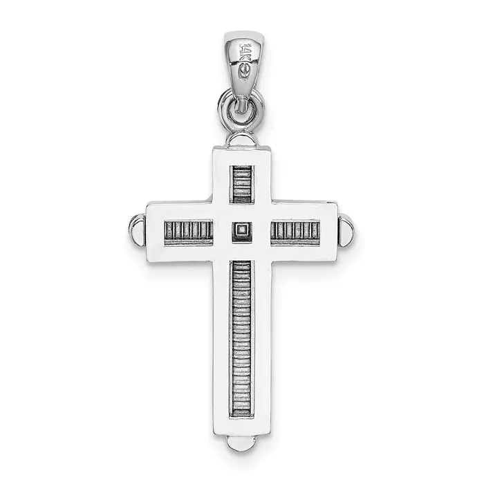 Goldia Charm Necklaces 14k White Gold 2D Beveled Stick Cross Charm