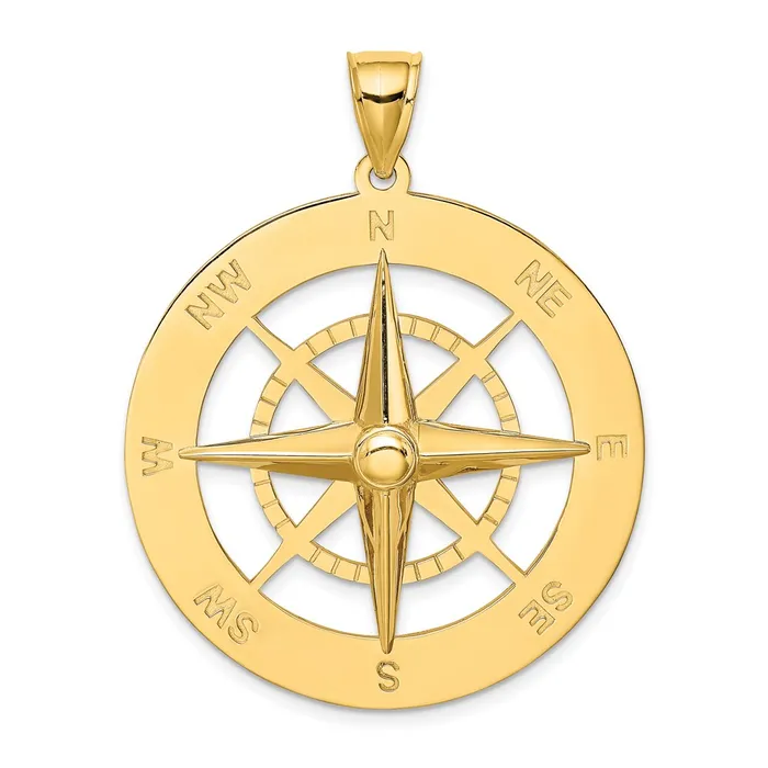 Goldia Charm Necklaces 14k Yellow Gold Nautical Compass Charm