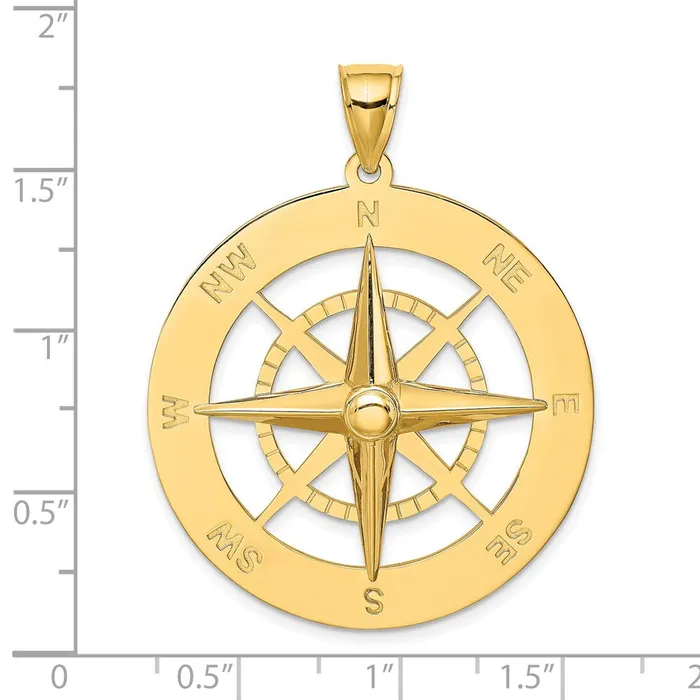 Goldia Charm Necklaces 14k Yellow Gold Nautical Compass Charm