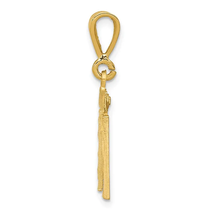 Goldia Charm Necklaces 14k Yellow Gold Small Brushed Diamondcut Number 11 Charm
