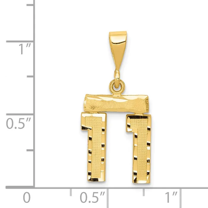 Goldia Charm Necklaces 14k Yellow Gold Small Brushed Diamondcut Number 11 Charm
