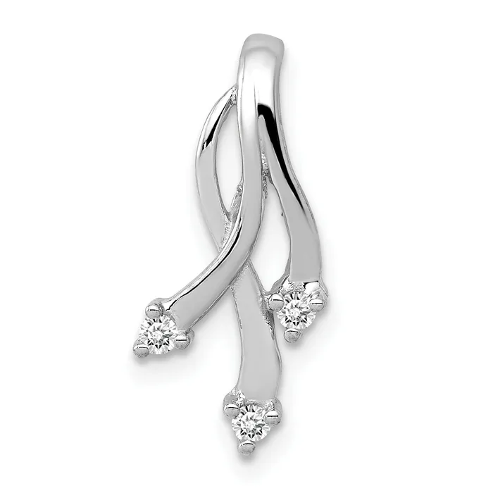 Goldiacom Rings 14k White Gold AAA Diamond 3 16mm Stone Twisted Chain Slide