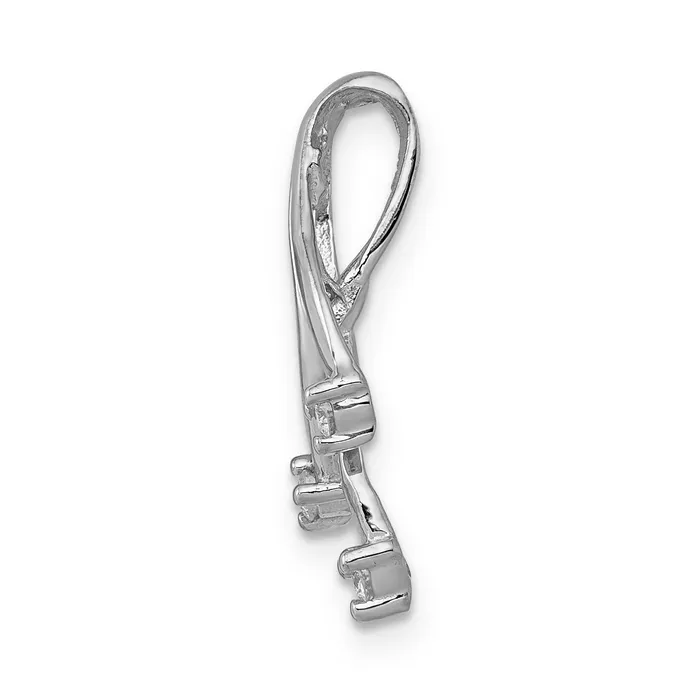 Goldiacom Rings 14k White Gold AAA Diamond 3 16mm Stone Twisted Chain Slide