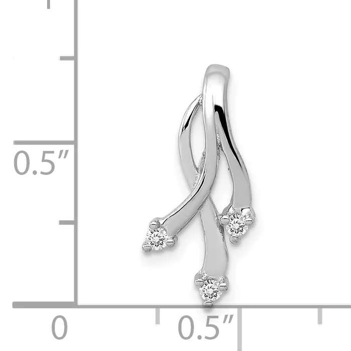 Goldiacom Rings 14k White Gold AAA Diamond 3 16mm Stone Twisted Chain Slide