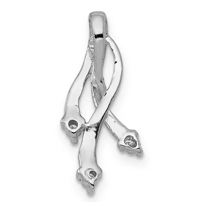 Goldiacom Rings 14k White Gold AAA Diamond 3 16mm Stone Twisted Chain Slide