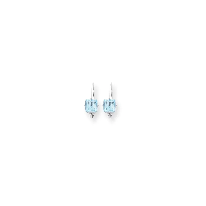 Goldia Earrings 14k White Gold 5mm Princess Cut Blue Topaz Leverback Earrings Goldia Earrings 14k White Gold 5mm Princess Cut Blue Topaz Leverback Earrings