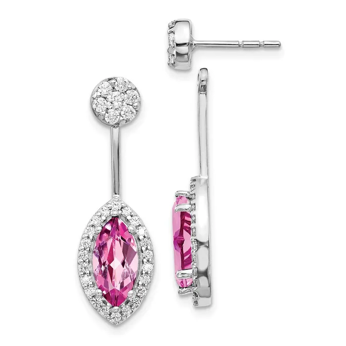Goldia Earrings 14k White Gold Real Diamond Created Pink Sapphire Earrings Goldia Earrings 14k White Gold Real Diamond Created Pink Sapphire Earrings