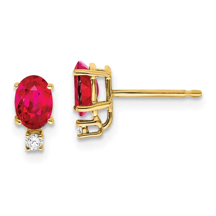 Goldia Earrings 14k Yellow Gold 6x4mm Oval Ruby VS Real Diamond Earrings Goldia Earrings 14k Yellow Gold 6x4mm Oval Ruby VS Real Diamond Earrings