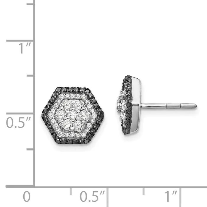 Goldia Earrings Sterling Silver White u0026 Black Cluster Diamond Post Earrings
