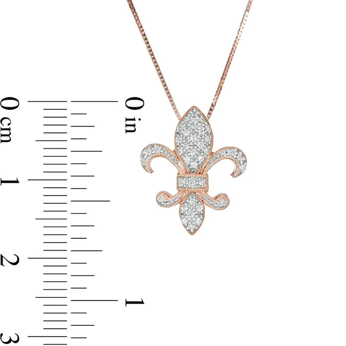 Goldia Necklaces 013 CT TW Natural Diamond FleurDeLis Pendant in 10K Rose Gold Goldia Necklaces 013 CT TW Natural Diamond FleurDeLis Pendant in 10K Rose Gold