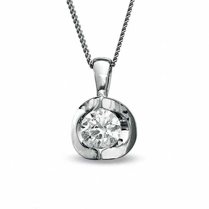 Goldia Necklaces 02 CT Certified Canadian Natural Clarity Enhanced Solitaire Pendant in 14K White Gold II2