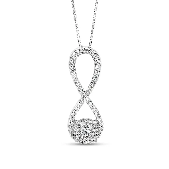 Goldia Necklaces 033 CT TW Composite Natural Diamond Frame Infinity Pendant in 10K White Gold Goldia Necklaces 033 CT TW Composite Natural Diamond Frame Infinity Pendant in 10K White Gold