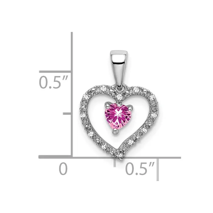Goldia Necklaces 14k White Gold Pink Sapphire and Real Diamond Heart Pendant