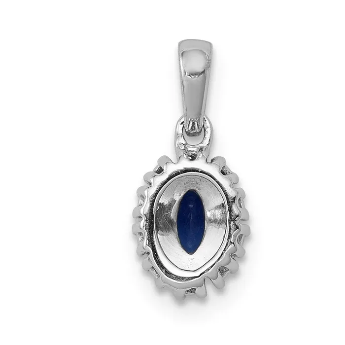 Goldia Necklaces 14k White Gold Real Diamond and 32 Sapphire Oval Halo Pendant