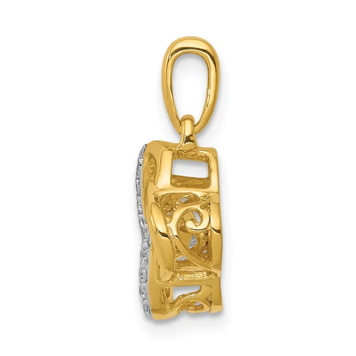 Goldia Necklaces 14K Yellow Gold 13ct Vibrant Moving Real Diamond Fancy Knot Pendant