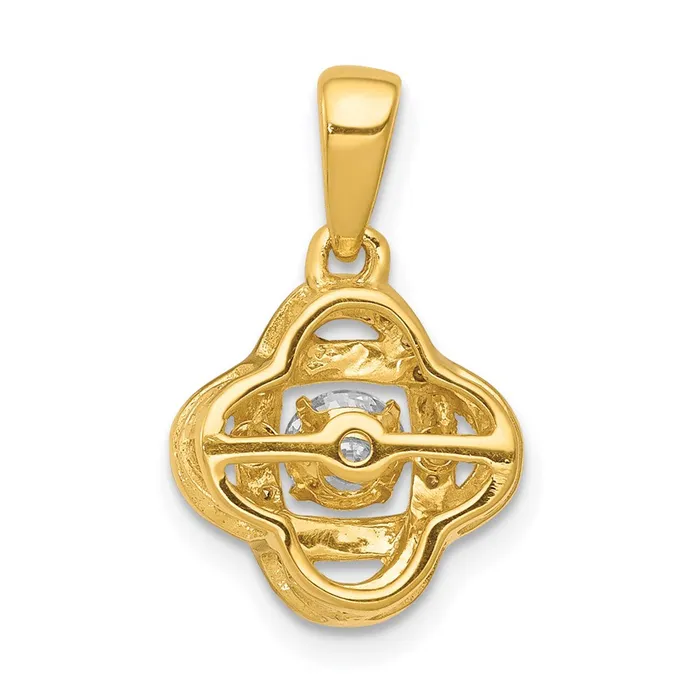 Goldia Necklaces 14K Yellow Gold 13ct Vibrant Moving Real Diamond Fancy Knot Pendant