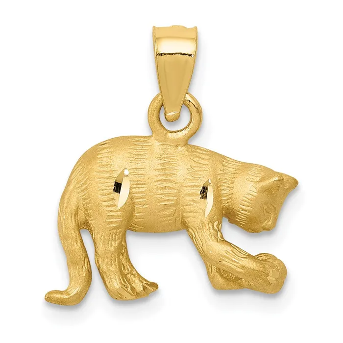 Goldia Necklaces 14k Yellow Gold Satin Diamondcut Cat Pendant