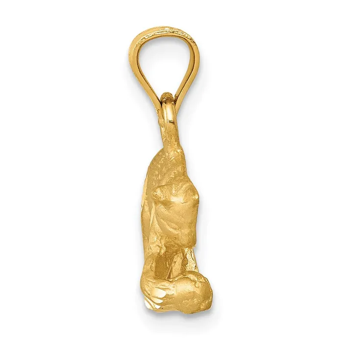 Goldia Necklaces 14k Yellow Gold Satin Diamondcut Cat Pendant