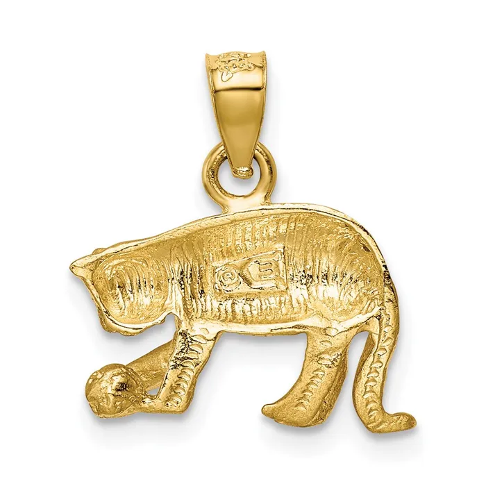 Goldia Necklaces 14k Yellow Gold Satin Diamondcut Cat Pendant