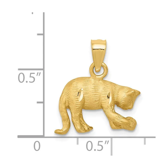 Goldia Necklaces 14k Yellow Gold Satin Diamondcut Cat Pendant