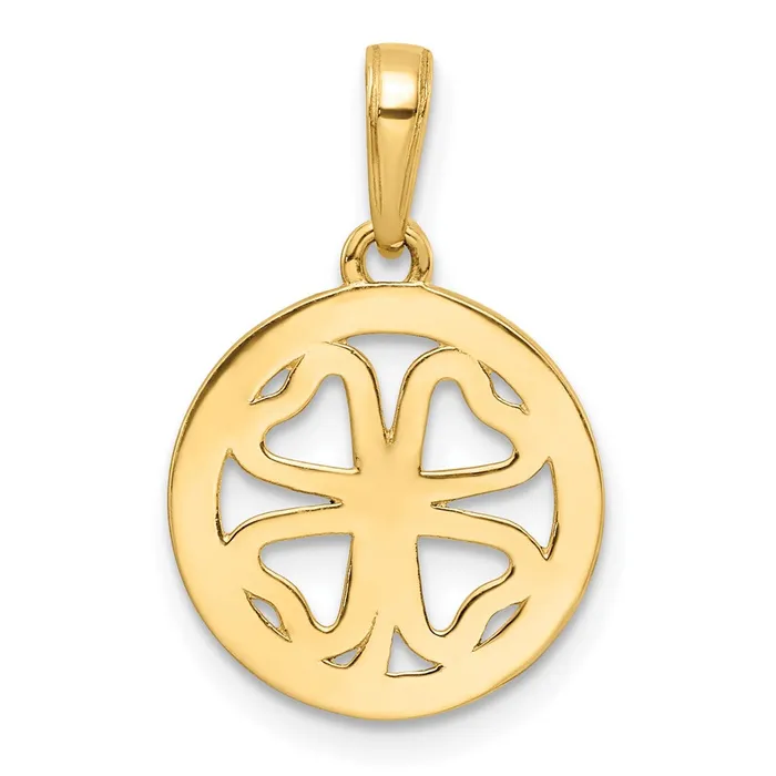 Goldia Necklaces 14k Yellow Rhodium Gold wWhite Rhodium Diamondcut Fourleaf Clover Pendant