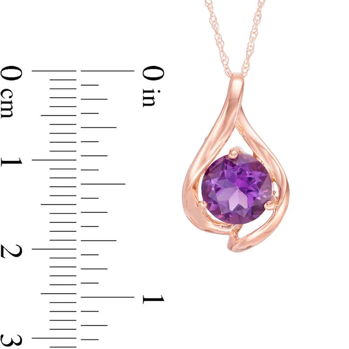 Goldia Necklaces 80mm Amethyst Teardrop Pendant in 10K Rose Gold Goldia Necklaces 80mm Amethyst Teardrop Pendant in 10K Rose Gold