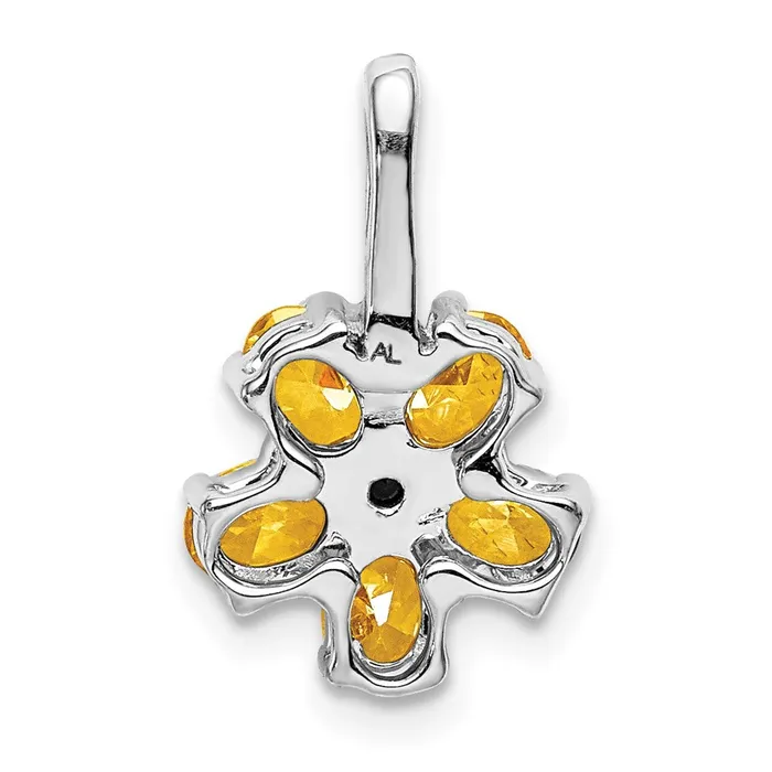 Goldia Necklaces Solid 14k White Gold Simulated CZ and 137 Citrine Flower Pendant Goldia Necklaces Solid 14k White Gold Simulated CZ and 137 Citrine Flower Pendant