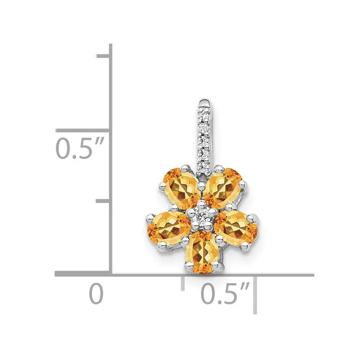 Goldia Necklaces Solid 14k White Gold Simulated CZ and 137 Citrine Flower Pendant Goldia Necklaces Solid 14k White Gold Simulated CZ and 137 Citrine Flower Pendant