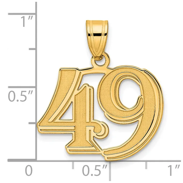 Goldia PreStyled Sets 14k Yellow Gold Polished Etched Number 49 Pendant