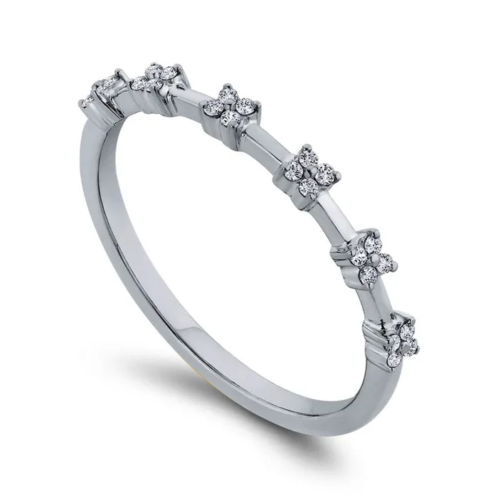 Goldia Rings 013 CT TW Quad Natural Diamond Band in Solid 10K White Gold Goldia Rings 013 CT TW Quad Natural Diamond Band in Solid 10K White Gold