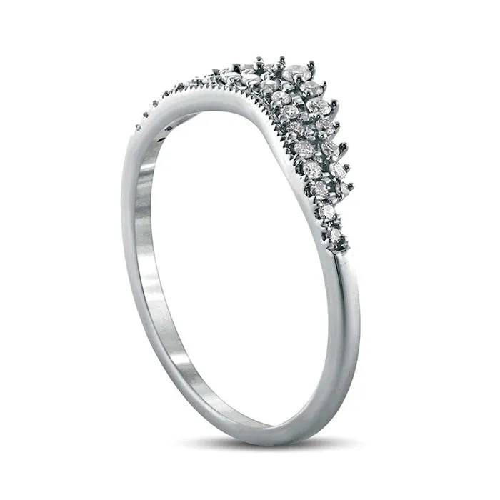 Goldia Rings 020 CT TW Natural Diamond Crown Contour Antique VintageStyle Anniversary Band in Solid 10K White Gold Goldia Rings 020 CT TW Natural Diamond Crown Contour Antique VintageStyle Anniversary Band in Solid 10K White Gold