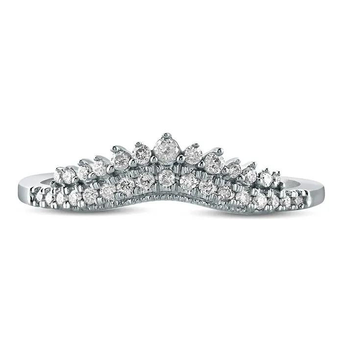Goldia Rings 020 CT TW Natural Diamond Crown Contour Antique VintageStyle Anniversary Band in Solid 10K White Gold Goldia Rings 020 CT TW Natural Diamond Crown Contour Antique VintageStyle Anniversary Band in Solid 10K White Gold