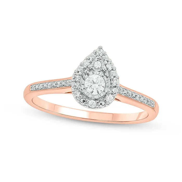 Goldia Rings 020 CT TW Natural Diamond Pear Frame Promise Ring in Solid 10K Rose Gold Goldia Rings 020 CT TW Natural Diamond Pear Frame Promise Ring in Solid 10K Rose Gold