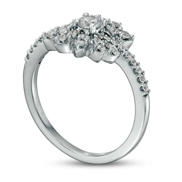 Goldia Rings 050 CT TW Natural Diamond Flower Split Wrap Ring in Solid 10K White Gold Goldia Rings 050 CT TW Natural Diamond Flower Split Wrap Ring in Solid 10K White Gold