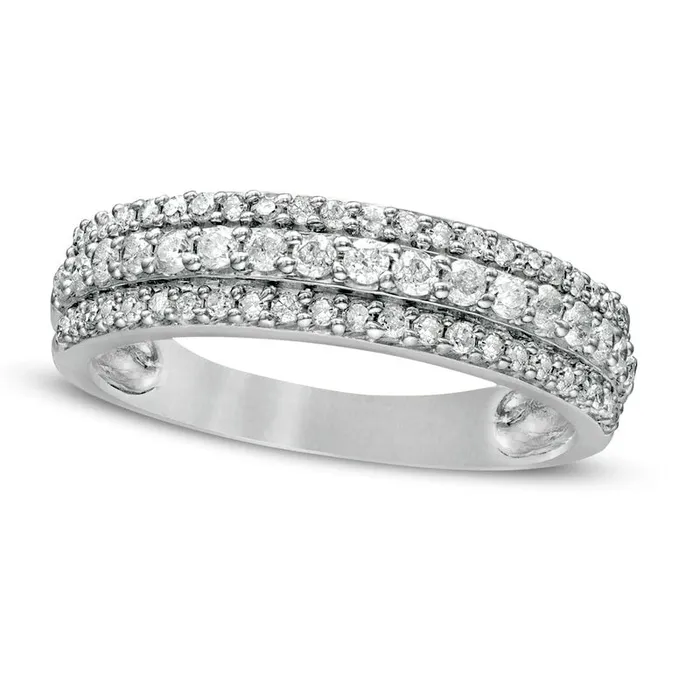 Goldia Rings 050 CT TW Natural Diamond MultiRow Band in Solid 10K White Gold Goldia Rings 050 CT TW Natural Diamond MultiRow Band in Solid 10K White Gold