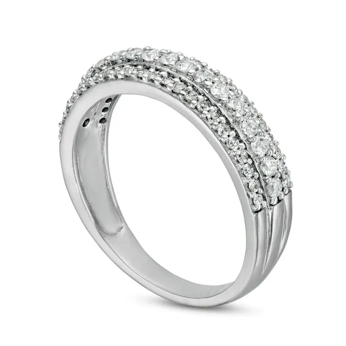 Goldia Rings 050 CT TW Natural Diamond MultiRow Band in Solid 10K White Gold Goldia Rings 050 CT TW Natural Diamond MultiRow Band in Solid 10K White Gold
