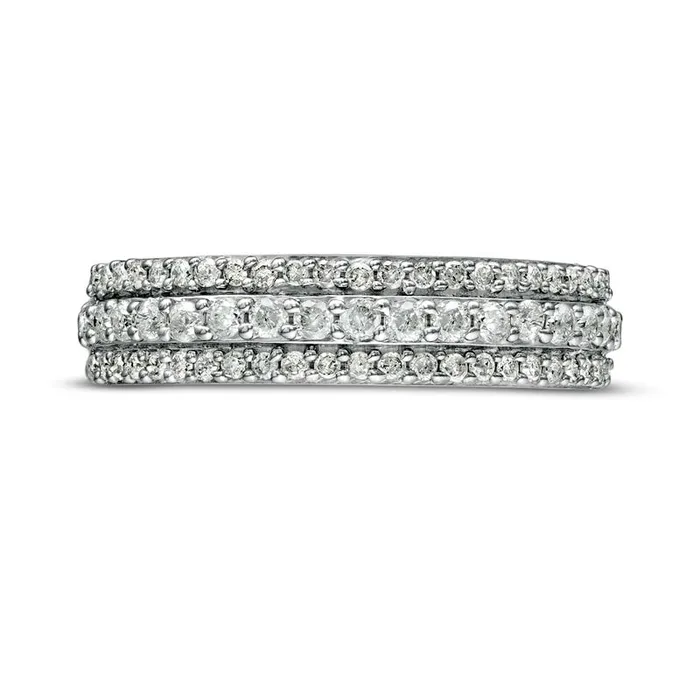 Goldia Rings 050 CT TW Natural Diamond MultiRow Band in Solid 10K White Gold Goldia Rings 050 CT TW Natural Diamond MultiRow Band in Solid 10K White Gold