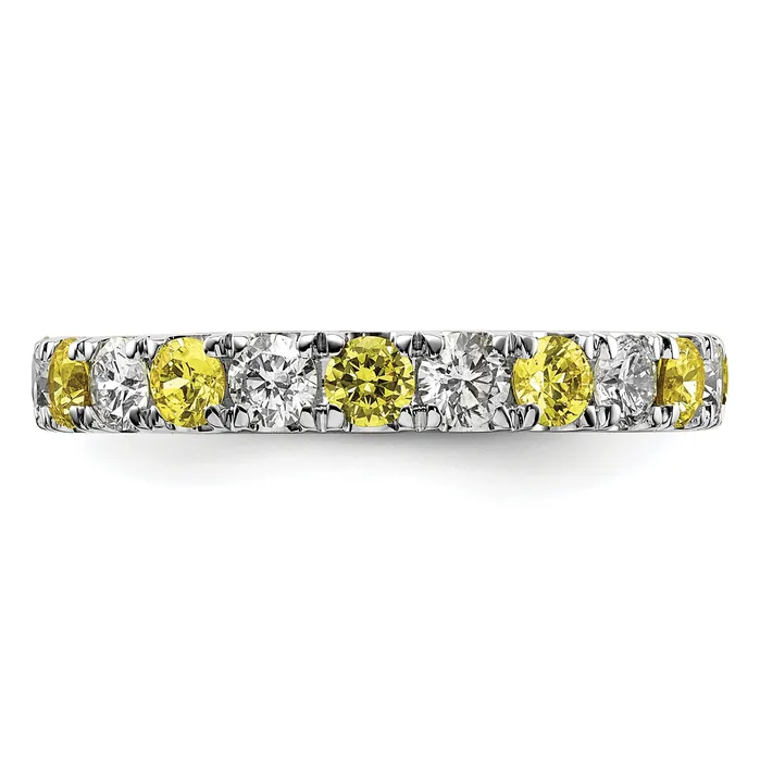 Goldia Rings 14k White Gold 1 Ct Lab Grown Diamond VSSI G and Lab Created Yellow Sapphire Eternity Band Ring