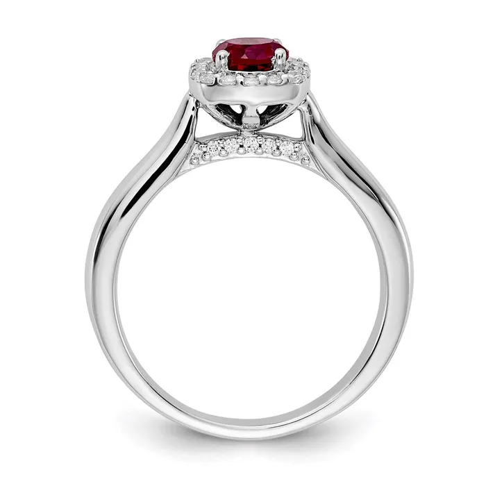 Goldia Rings 14k White Gold Real Diamond and Ruby Halo Ring