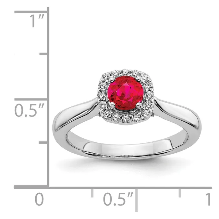 Goldia Rings 14k White Gold Real Diamond and Ruby Halo Ring