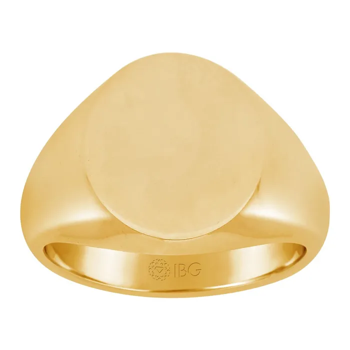 Goldia Rings 14k Yellow Gold 16x14mm Mens Round Signet Ring