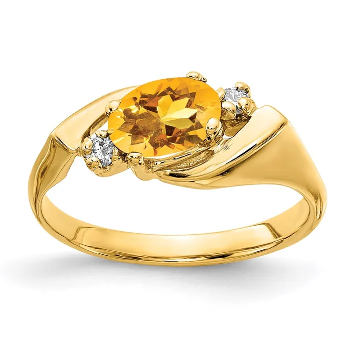 Goldia Rings 14K Yellow Gold 7x5mm Oval Citrine A Real Diamond ring