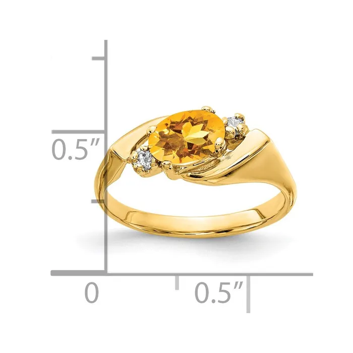Goldia Rings 14K Yellow Gold 7x5mm Oval Citrine A Real Diamond ring