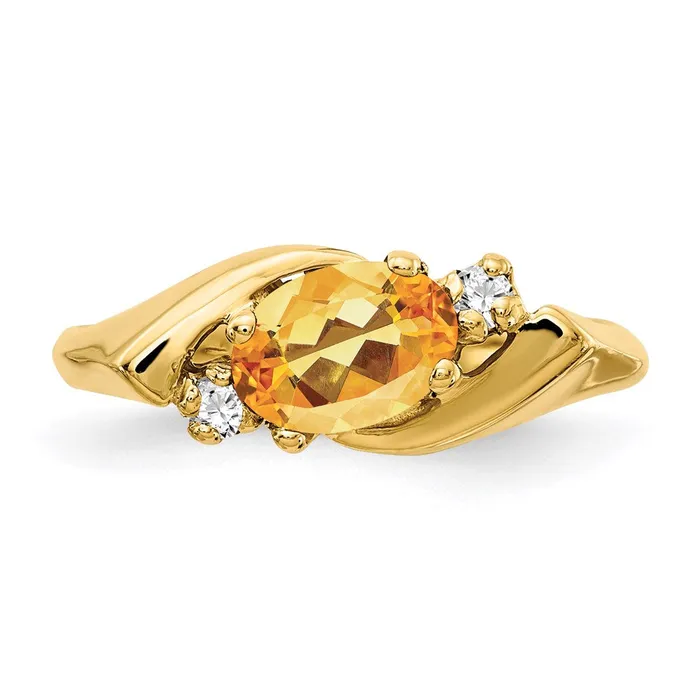 Goldia Rings 14K Yellow Gold 7x5mm Oval Citrine A Real Diamond ring