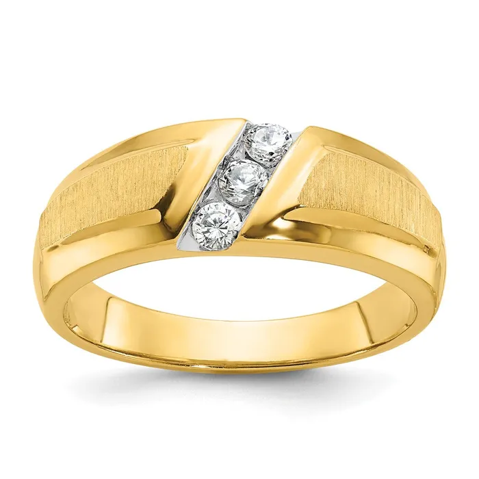 Goldia Rings 14k Yellow u0026 Rhodium Gold Mens Polished and Satin 14 carat Diamond Complete Ring Goldia Rings 14k Yellow u0026 Rhodium Gold Mens Polished and Satin 14 carat Diamond Complete Ring